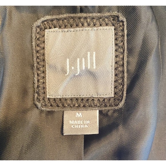 J Jill Sz M Brown Leather Shimm Swing Jacket - Picture 11 of 12